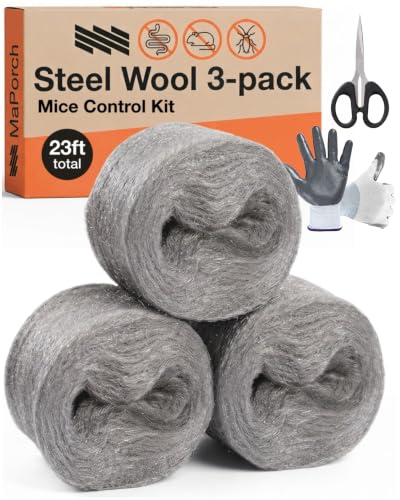 Steel Wool Mice Control 3-pc, Mouse Hole Filler, Scissors & ...