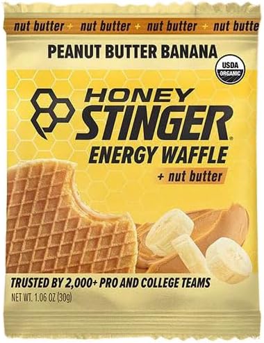 Honey Stinger Stinger Waffle PB Banana- Organic Energy Snack, Gluten-Free, Rich in Carbohydrates & Protein, Perfect for Cycling and Active Rest