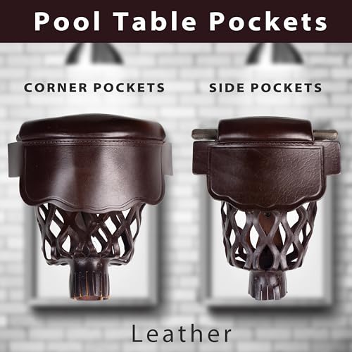 image for Collapsar Leather Pool Table Pockets, Set of 6 Billiard Shield Pockets