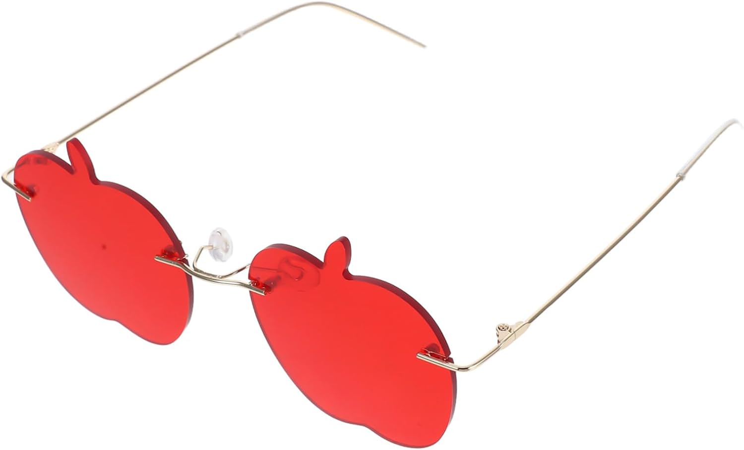 VANZACK 1Pc Shape Frameless Sunglasses for Women Funny Party Photography Props Red Color Costume Eyewear Unique Fashion Sunglasses for Performance and Cosplay