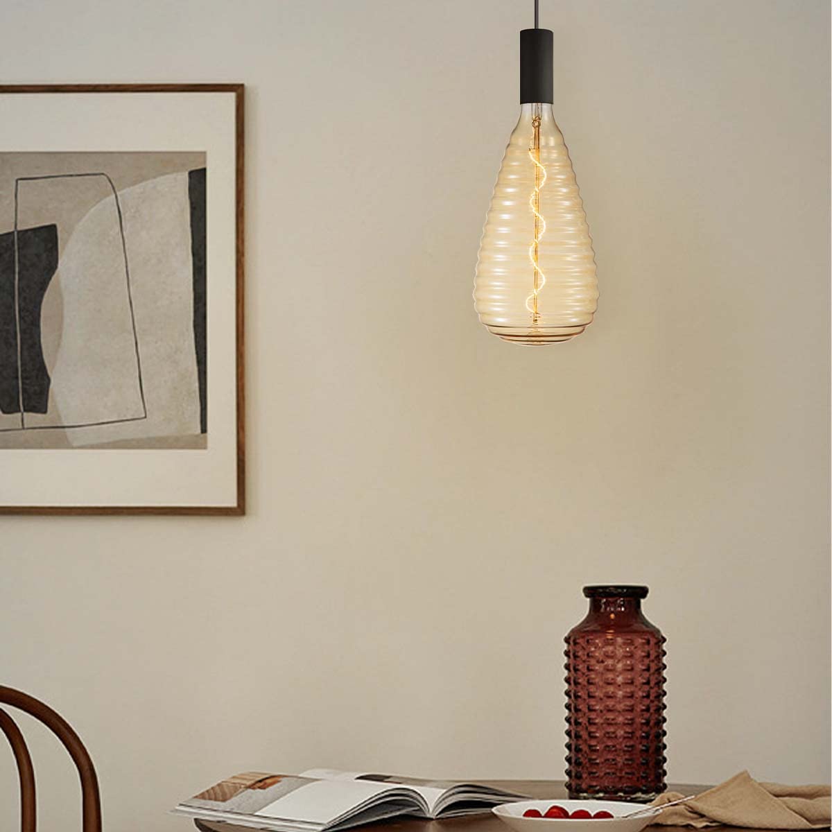Home Sweet Home Edison Vintage E27 | LED-Filament-Leuchtmittel Hive | Spiral LED-Lampe | Ambra | Dimmbar | 4W 280lm 2700K | warmweißes Licht | für E27-Fassungen
