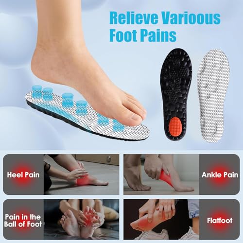Image of 4D Cloud Steppers Insoles for Men and Women, Work Boot Cushioning Inserts | Memory Foam Super Soft Anti-Fatigue, Shock Absorption, Massage Relief Foot Pain, Arch Support (White M11-11.5 /W12-12.5)