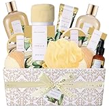 Spa Luxetique Spa Gift Basket for Women, Vanilla Bath Gift Set, 12 Pcs Relaxing Home Spa Kit with Bath Bombs, Shower Gel, Body Lotion & More, Perfect Birthday & Mothers Day Gifts for Her