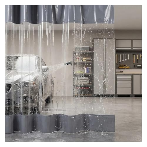Industrial Vinyl Garage Divider Curtain with Grommets, Waterproof Clear Tarp Panel for Wash Bays, Factories, Workshops - 2.2x2m Heavy-Duty Door Curtain