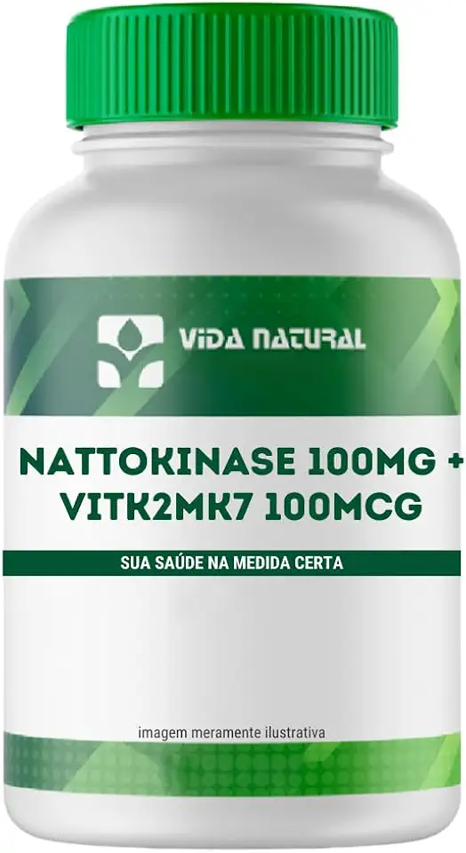 Vida Natural Nattokinase 100mg + Vitamina K2 MK7 100mcg 60 Cápsulas | Suplemento com Alta Absorção | Sem Glúten e Lactose | Uso Diário