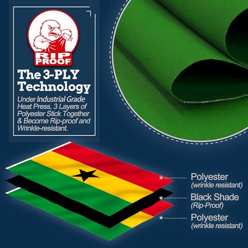 Drapeau ghanéen 3x5 indéchirable double face pour mât extérieur - 3