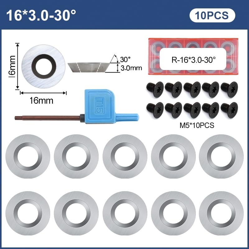 10 piezas Insertos de Carburo Redondos de Repuesto para Torno de Madera miniatura 2