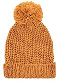 oodji Ultra Mujer Gorro de Punto con Pompón, Amarillo, one size