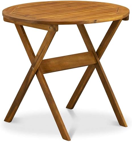 East West Furniture MNCM3CANA Marion - Juego de 3 piezas para patio bistró al aire libre contiene una mesa de centro redonda de madera de acacia y 2