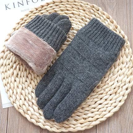 Mens Gloves Touch Screen Gloves Fashion Male Winter Velvet Thick Wool Kniting Warm Gloves