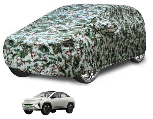 Image of Auto Hub Waterproof Car Cover Compatible with Tata Curvv with Mirror Pocket, Soft Cotton Lining, Waterproof Curvv Car Cover- Forest Look