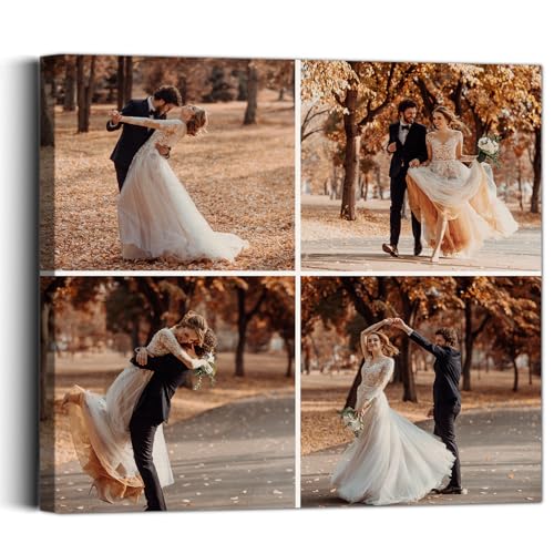 Unite Stone Personalized Custom Canvas Prints with Your 4 Photos Canvas Personalized Photos On Canvas Wall Art for Wedding Family Friends Baby Pet Home Decor Gifts (4 Photos)