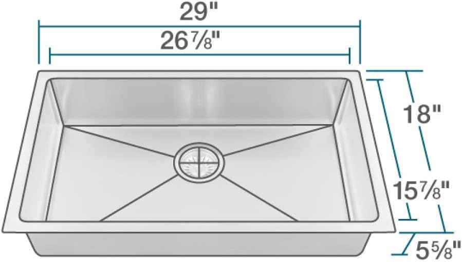 Super Brands 2905S-18 Single Bowl 3/4 Radius Stainless Steel Sink, Sink Only