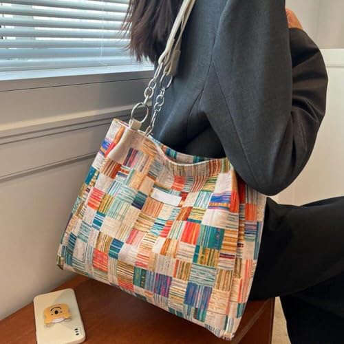 Sac à main multicolore à carreaux géométriques tendance - 6