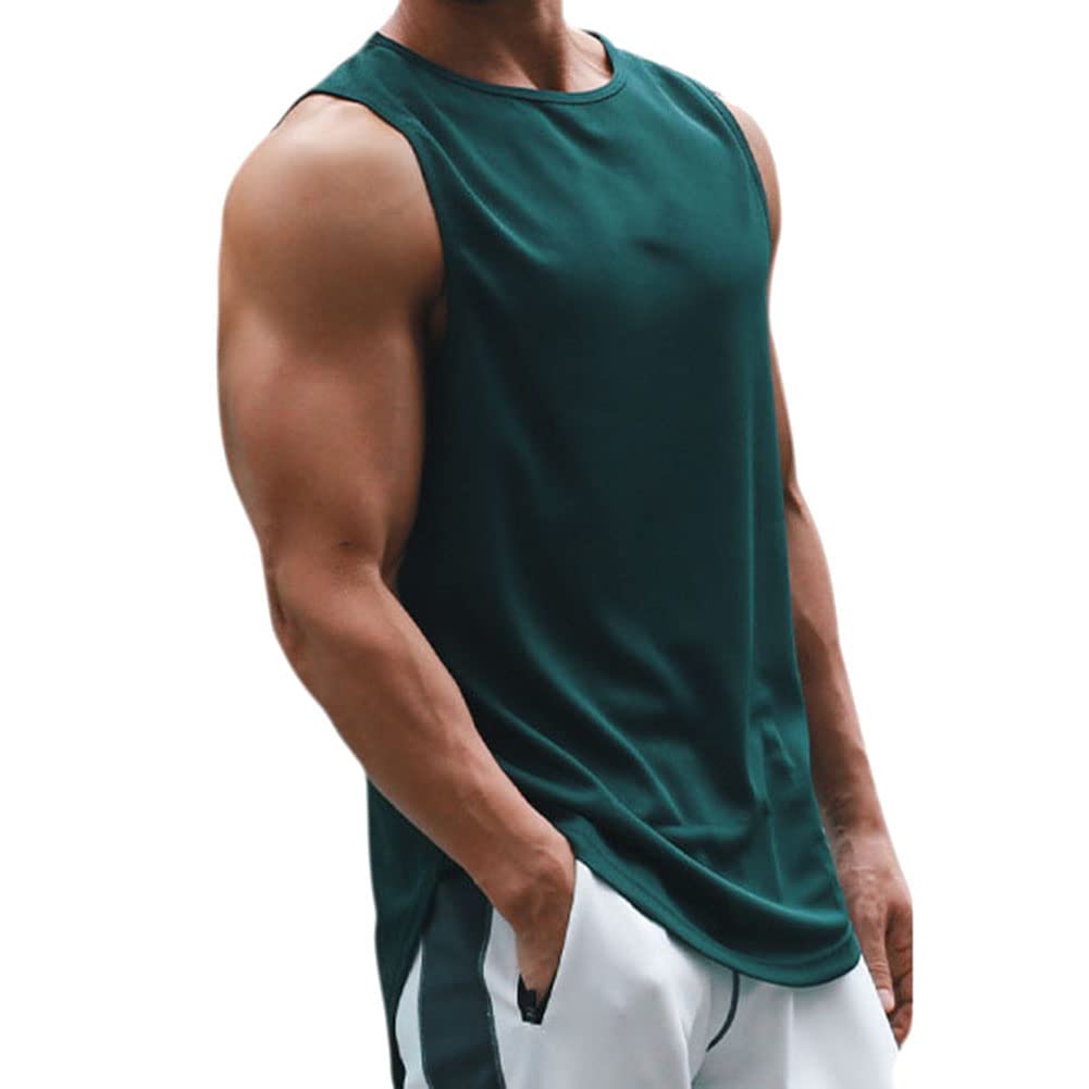Xiinxigo Women's Green 1 Men's Vest Running Sleeveless T-Shirt Gym Tank Top Quick-Dry Sports Vest For Training Basketball Fitness,,L