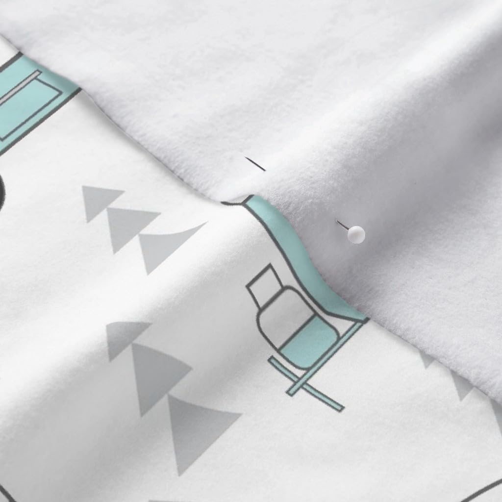 Spoonflower Fabric - Trailer Vintage White Camp Camping Camper Retro Caravan Printed on Polartec(R) Fleece Fabric by The Yard - Sewing Blankets Loungewear and No-Sew Projects