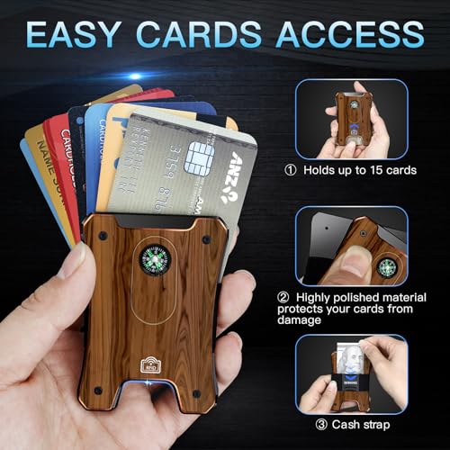 Metal Wallet for Men, Ergonomics Design Money Clip Wallet with Compass, Easily Removable Money & Cards, Minimalist Slim Wallet with RFID Blocking2