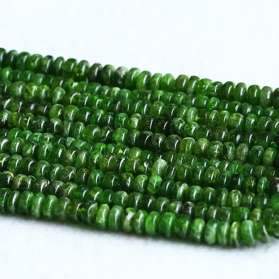 Diopside chrome perles rondelles vert foncé 3x6mm pour fabriquer collier en pierres naturelles