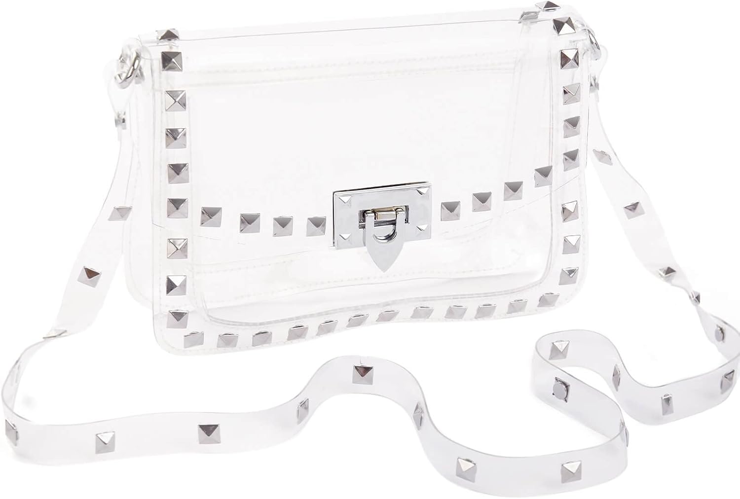 COROMAY Clear Purse for Women, Crossbody Bag Stadium Approved, Fashion Rivet Décor