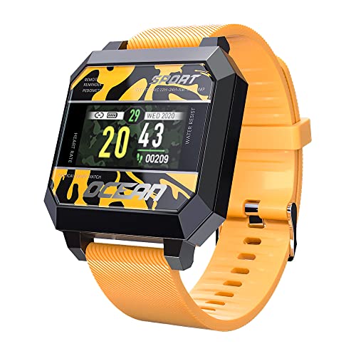 SDTYYP LOKMAT Ocean 2 Pulse Anti-Fatica Orologi da Polso digitali Fitness Tracker Uomo Smart Watch con Telecomando Intelligente per Android iOS (Yellow)