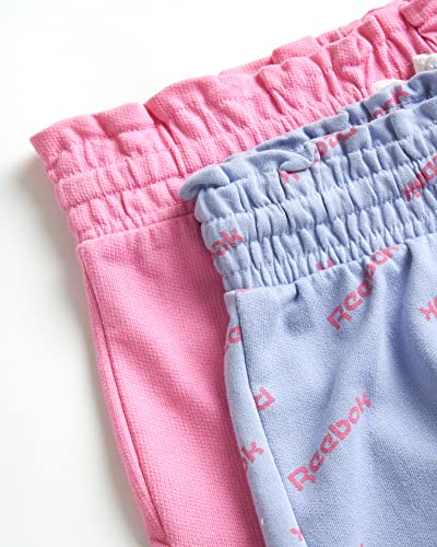 Reebok Girls' Active Shorts - 2 Pack Lightweight Athletic Gym Dolphin Running Shorts (7-12), Size 8-10, Periwinkle/Pink #TOP1