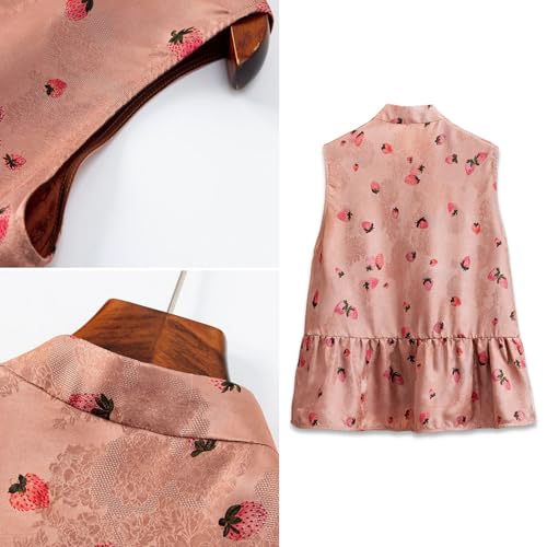 Chaleco de seda para mujer HangErFeng asimétrico con jacquard 617 3