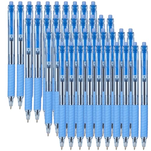 Sooez 40 Pack Bulk Pens Ballpoint Smooth Writing pens, Retractable Black Ink Pen, Medium Point 1.0mm Click Pens for Journaling, Soft Grip Box of Pen Office Supplies for Nurse,Server, Note Taking,Blue