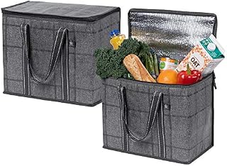 Insulated Reusable Grocery Bag by VENO, Durable, Heavy Duty, Extra Large Size, Stands Upright, Collapsible, Sturdy Zipper, Made by Recycled Material, Eco-Friendly