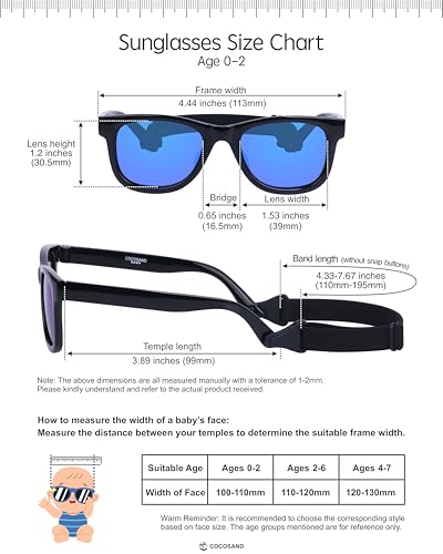 Image of COCOSAND Flexible Polarized Baby Sunglasses with Strap | UV Protection, Bendable, For Toddler Infant Newborn Girl Boy, Age 0-24 Months