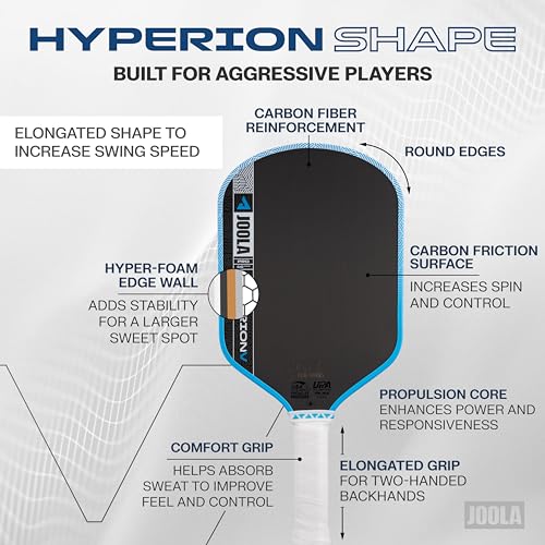 Image of JOOLA Pro V Pickleball Paddle - 14mm /16mm - Raw Carbon Fiber Textured Surface - Enhanced Frame & Propulsion Core, USAPA & UPA-A Certified, NFC Chip Enabled, Premium Control & Lightweight Performance
