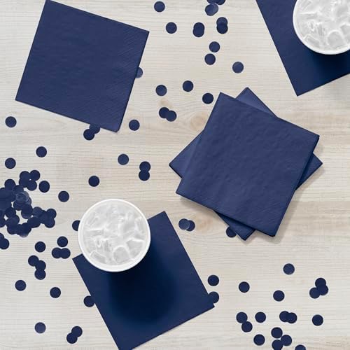 Creative Converting Touch of Color 200 Count 2-Ply Paper Beverage Napkins, Navy Blue, 5" x 5" - 251137 - 3