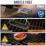 Kona Safe/Clean Grill Brush - Bristle Free BBQ Grill Brush for Outdoor Grill- 100% Rust Resistant Stainless Steel Barbecue Grill Cleaner - Safe for Porcelain, Ceramic, Steel, Cast Iron, Grilling Gift
