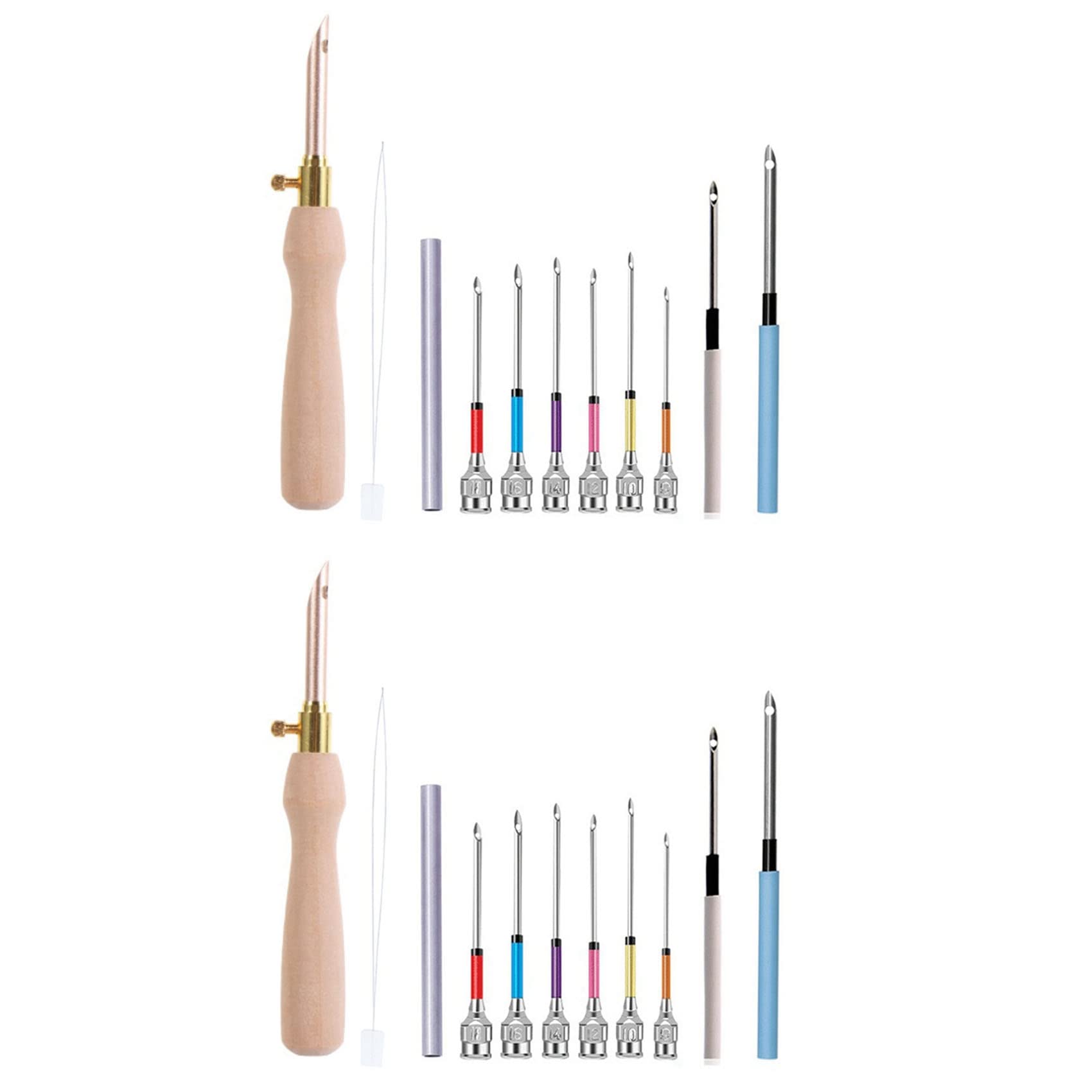 Qezodsx 22Pcs Punch Needle Tool Kit Embroidery Stitching Punch Needle & Needle Threader Embroidery Poking Tools