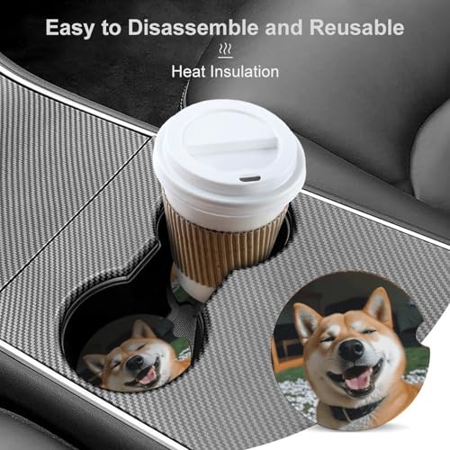 Portavasos para auto con diseño Shiba Inu, 2 piezas miniatura 4