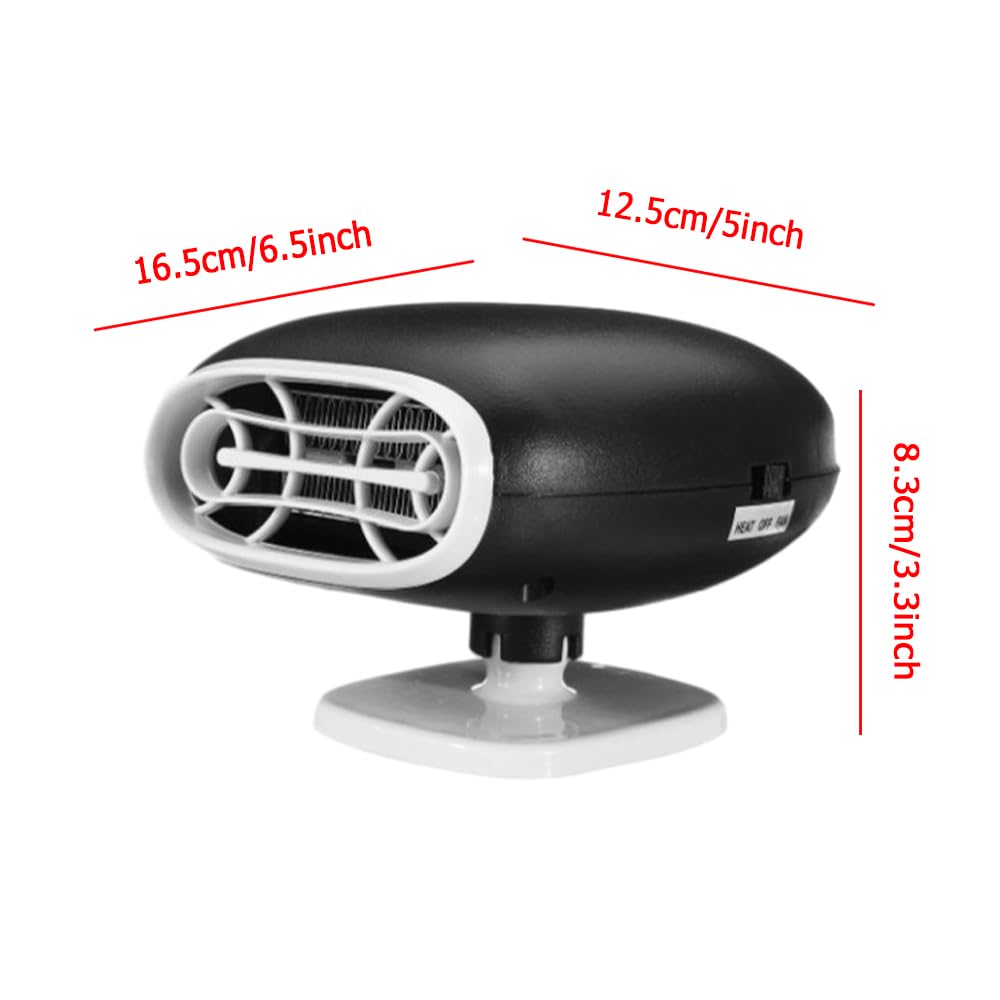 Chauffage Ventilateur 12V Voiture - 150W, 2 En 1, Dégivrage Rapide, Prise Allume-cigare