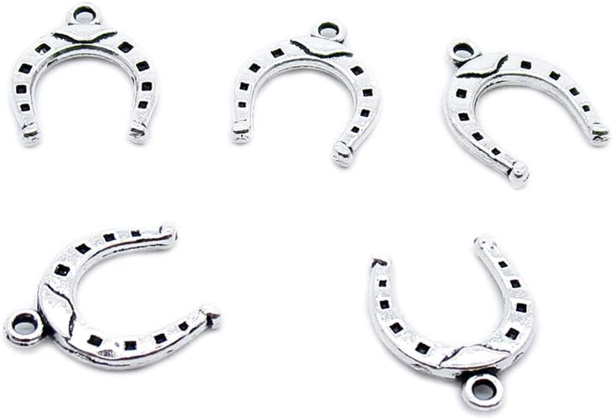 760 PCS Antique Silver Plated Jewelry Making Charms Supplies Crafting XI7W8D Horse Hoof Horseshoe