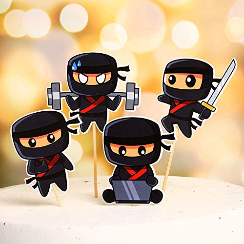 Ercadio 24 Pack Modern Ninja Cupcake Toppers Assambled Karate Kung Fu Warriors Cupcake Picks Baby Shower Kids Boys Ninjas Themed Birthday Party Cake Decorations Supplies #TOP4