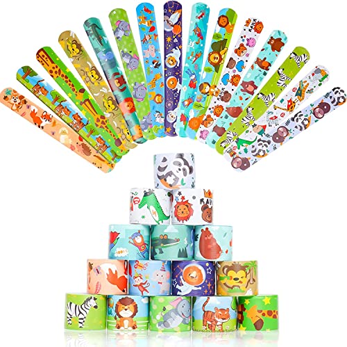 30 Pcs Slap Bracelets Enfant, Bracelets à Claquer avec Motif d'Animaux Gadget Enfant Petit Cadeau Enfant pour Anniversaire Parti Cover