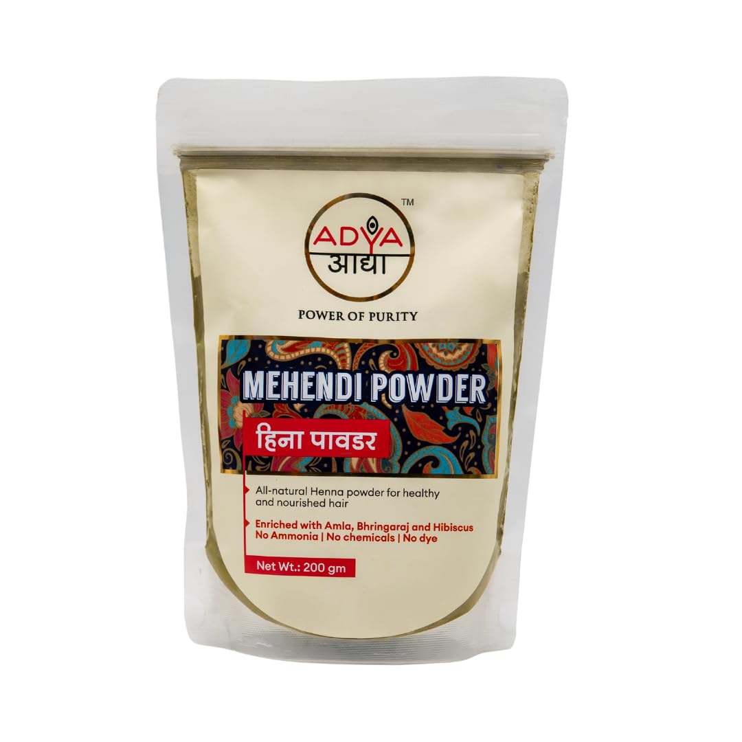 ADYA 100% Pure Henna Powder (Mehendi) 200gm | 100% Pure Henna Powder for Hair Colour (Mehandi) | for Hair, Hands & Feet | Control Hair Fall & Repairs Damaged Hair-picture-48
