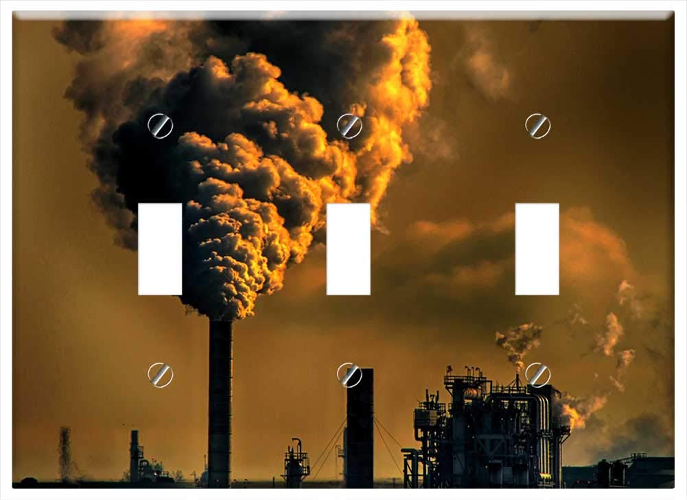 Switch Plate Triple Toggle - Global Warming Pollution Environment Smoke Industry