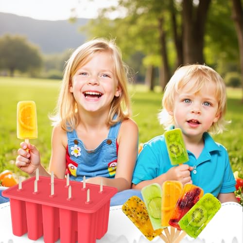image for Miaowoof Homemade Popsicle Molds, 10-Cav Non-BPA Silicone Ice Pop Make