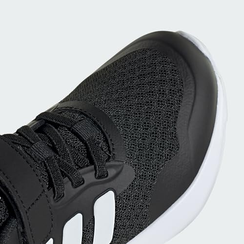 adidas Tênis infantil unissex Fortarun 3.0 de renda elástica, Preto/branco/preto, 2 Little Kid