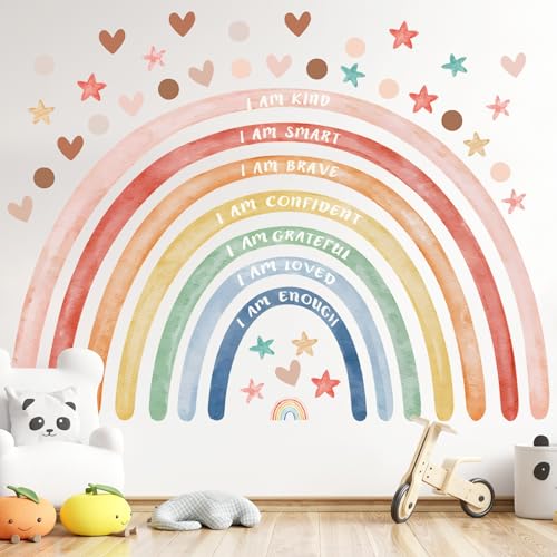 Vinilo decorativo grande arcoíris con frase inspiradora 76x45''