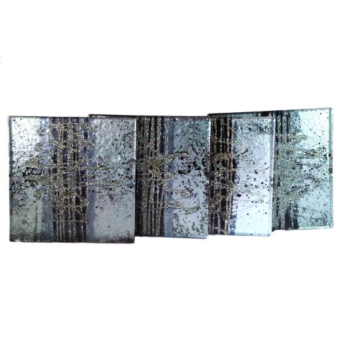 Preisvergleich Produktbild Cosmos Glas-Untersetzer, Schwarz / silberfarben, 4 Stück