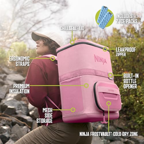 Image of Ninja FrostVault Go Can Soft Cooler, 24 /36 Can, Leak Proof, Built-In Cup Holder, 2 Ice Packs & Dry Storage Drawer, Polyester Insulation, Hiking, Camping, Picnic
