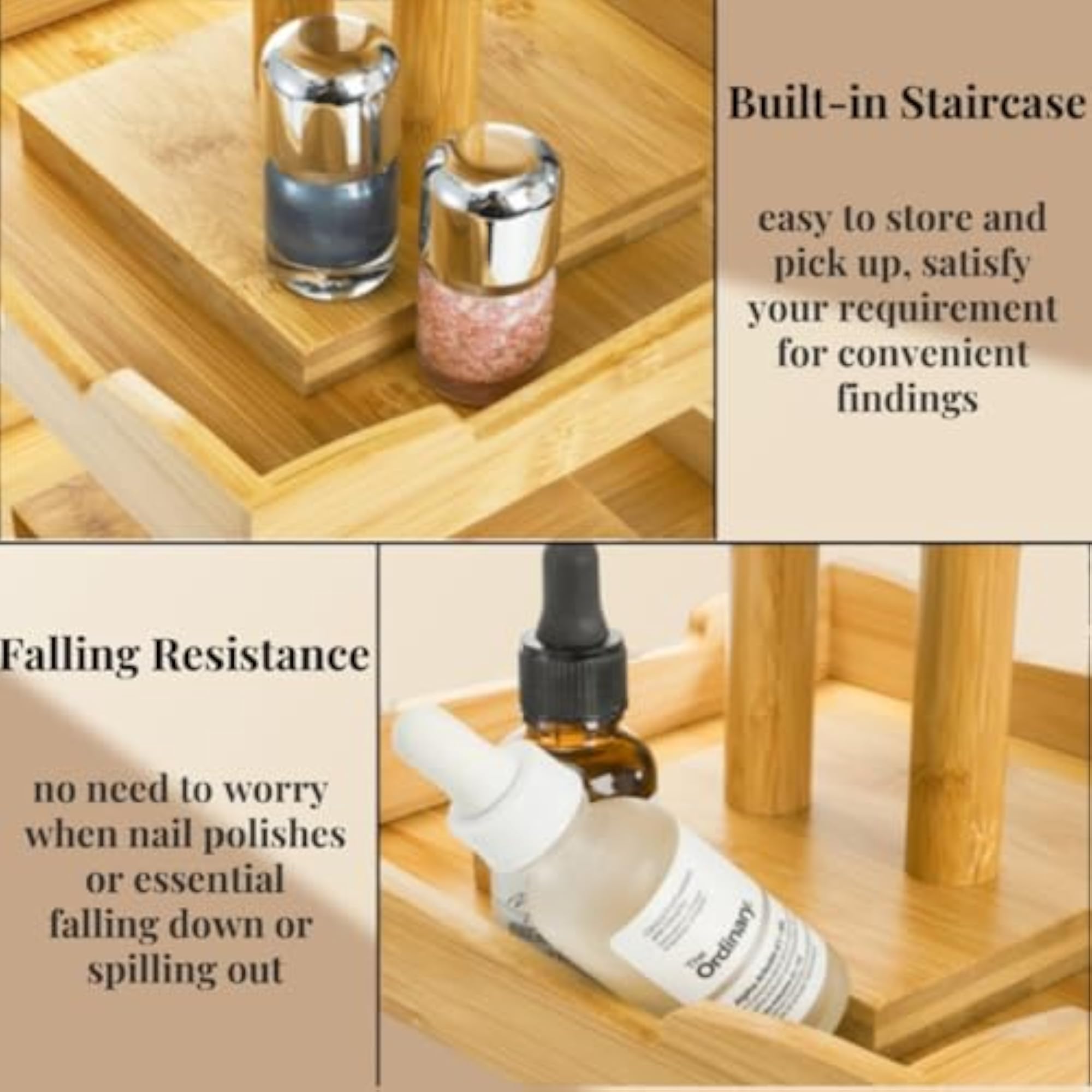 4 Tier Bamboo Nail Polish Organizer
