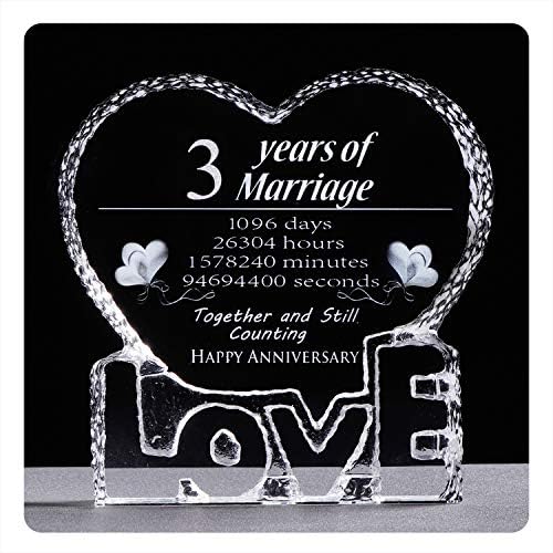 YWHL 25 Year Marriage 25th Wedding Anniversary Crystal Paperweight Keepsake Gifts