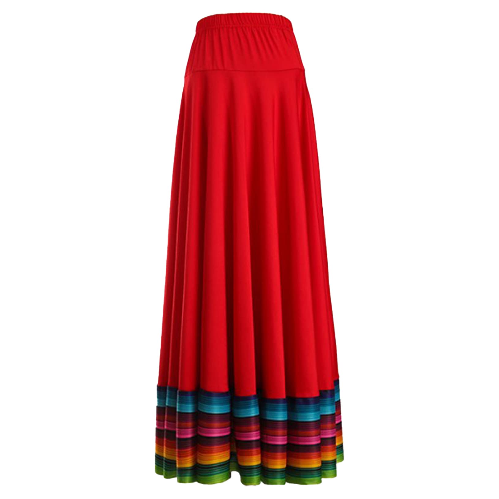 Gonna Lunga Maxi Per Danza Del Ventre E Flamenco – Rosso A Volant, Etnica, Per Donna, Morbida E Resistente