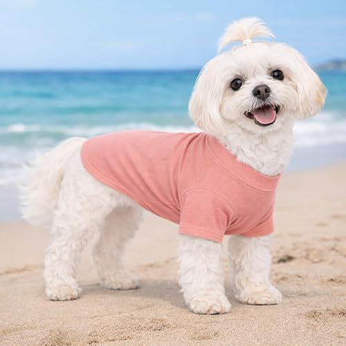 Miniatura 7 de Lovelonglong Ropa para mascotas, disfraces para perro, ropa de perro salchicha, camiseta en blanco para perros salchicha, Corgi 100% algodón, rosa