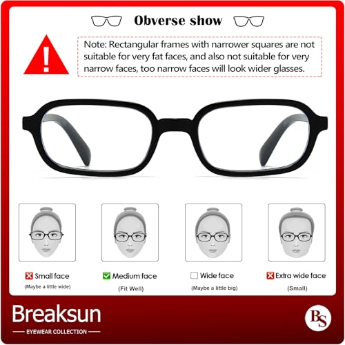 Image of Breaksun Retro Rectangle Glasses for Women Men Small Square Blue Light Blocking Glasses Vintage Eyeglasses